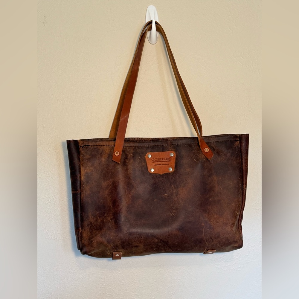 Goertzen Adventure Equipment Large Leather Tote Brown Handmade Montana